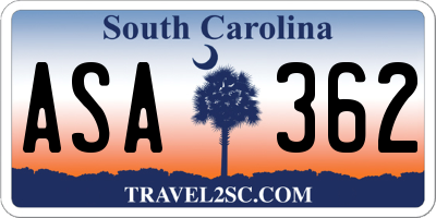 SC license plate ASA362