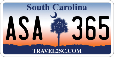 SC license plate ASA365