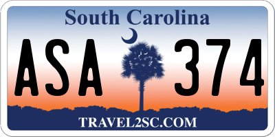 SC license plate ASA374