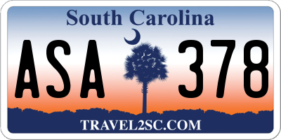 SC license plate ASA378