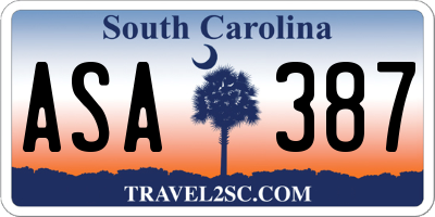 SC license plate ASA387