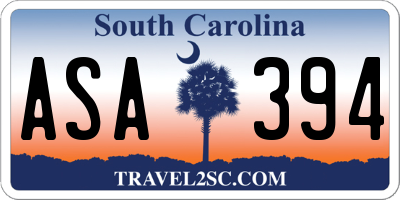 SC license plate ASA394