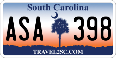 SC license plate ASA398
