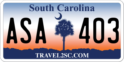 SC license plate ASA403