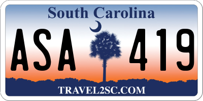 SC license plate ASA419