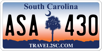 SC license plate ASA430