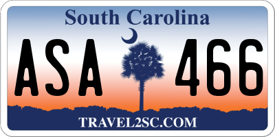 SC license plate ASA466