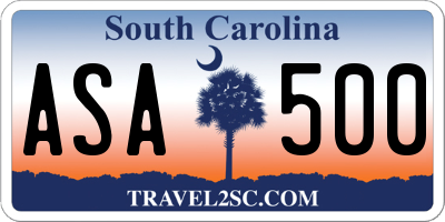 SC license plate ASA500