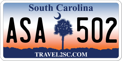 SC license plate ASA502