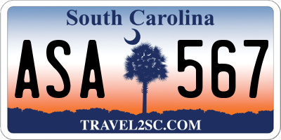 SC license plate ASA567