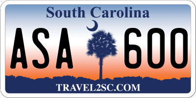 SC license plate ASA600