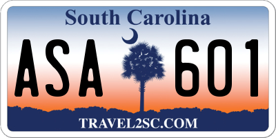 SC license plate ASA601