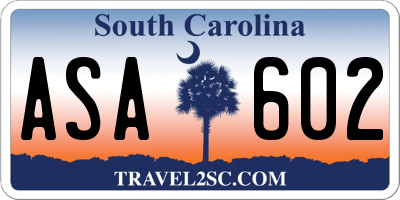 SC license plate ASA602