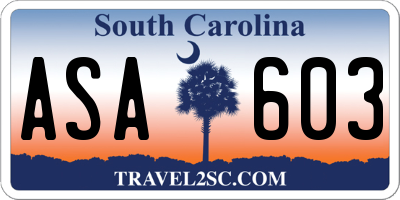 SC license plate ASA603