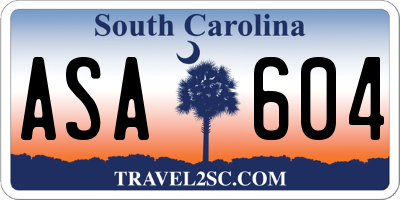 SC license plate ASA604