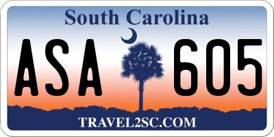 SC license plate ASA605