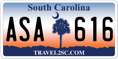 SC license plate ASA616