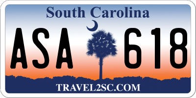 SC license plate ASA618
