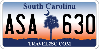 SC license plate ASA630