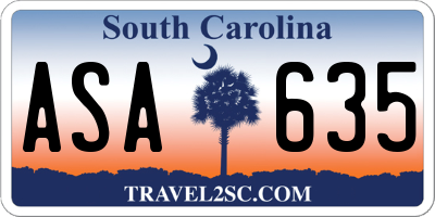 SC license plate ASA635