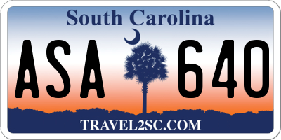 SC license plate ASA640