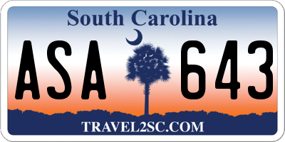 SC license plate ASA643