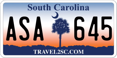 SC license plate ASA645