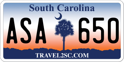 SC license plate ASA650