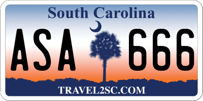 SC license plate ASA666