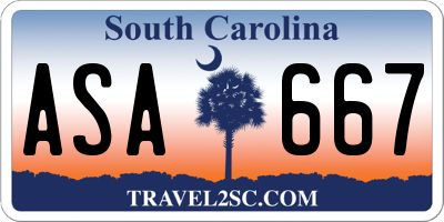 SC license plate ASA667