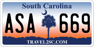 SC license plate ASA669