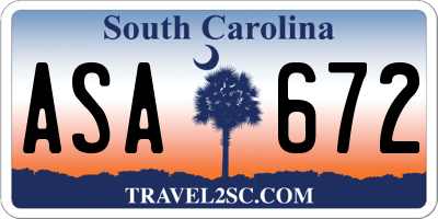 SC license plate ASA672