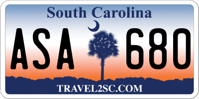 SC license plate ASA680