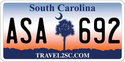 SC license plate ASA692