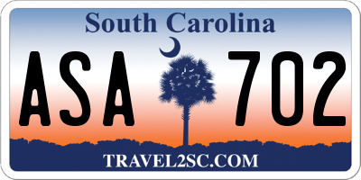 SC license plate ASA702