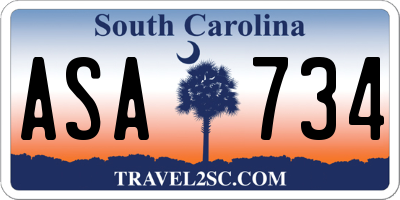 SC license plate ASA734