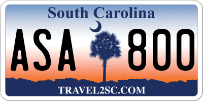 SC license plate ASA800