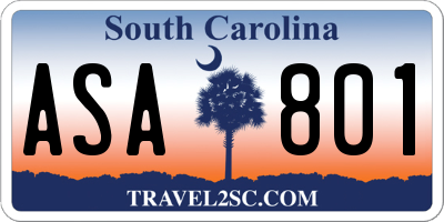 SC license plate ASA801