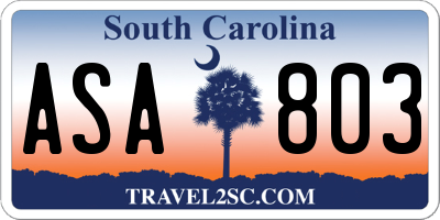 SC license plate ASA803