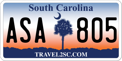SC license plate ASA805