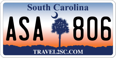 SC license plate ASA806