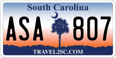 SC license plate ASA807