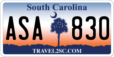 SC license plate ASA830