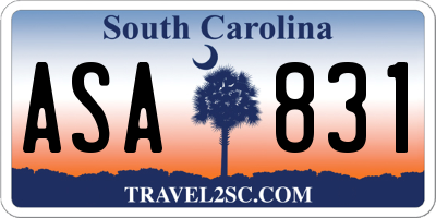 SC license plate ASA831