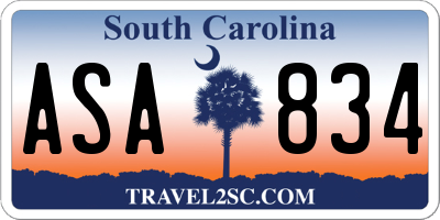 SC license plate ASA834