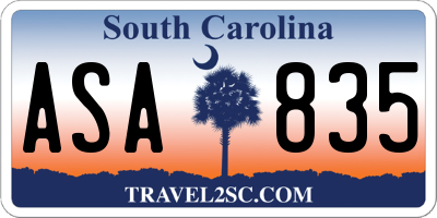 SC license plate ASA835