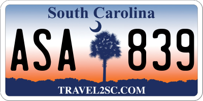 SC license plate ASA839