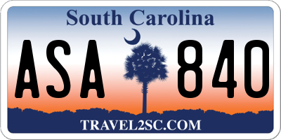 SC license plate ASA840