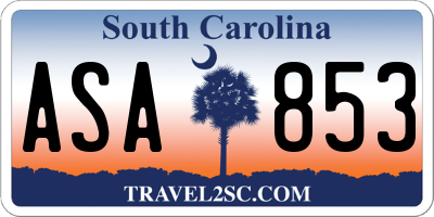 SC license plate ASA853