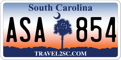 SC license plate ASA854